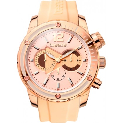 Breeze Style Compass 47,5mm Chronograph Rose Gold Rubber Strap 110401.3